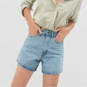 Everlane A-Line Denim Short - Powder Blue (High-Waisted)